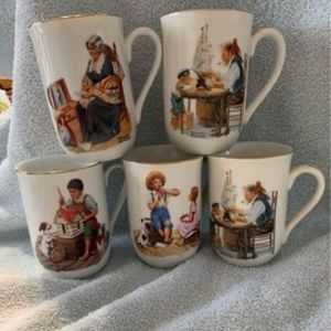 Five Vintage Norman Rockwell Mugs